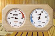 Sauna Klimamesser Hygrotherm Holz eingefasst  SHL250F