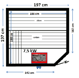 Sauna - Exklusiv BLOCK 45 Element 197 x 197 cm -5-Eck