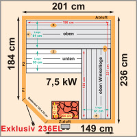 Element Sauna Fichte Trend Exklusiv Typ 236EL